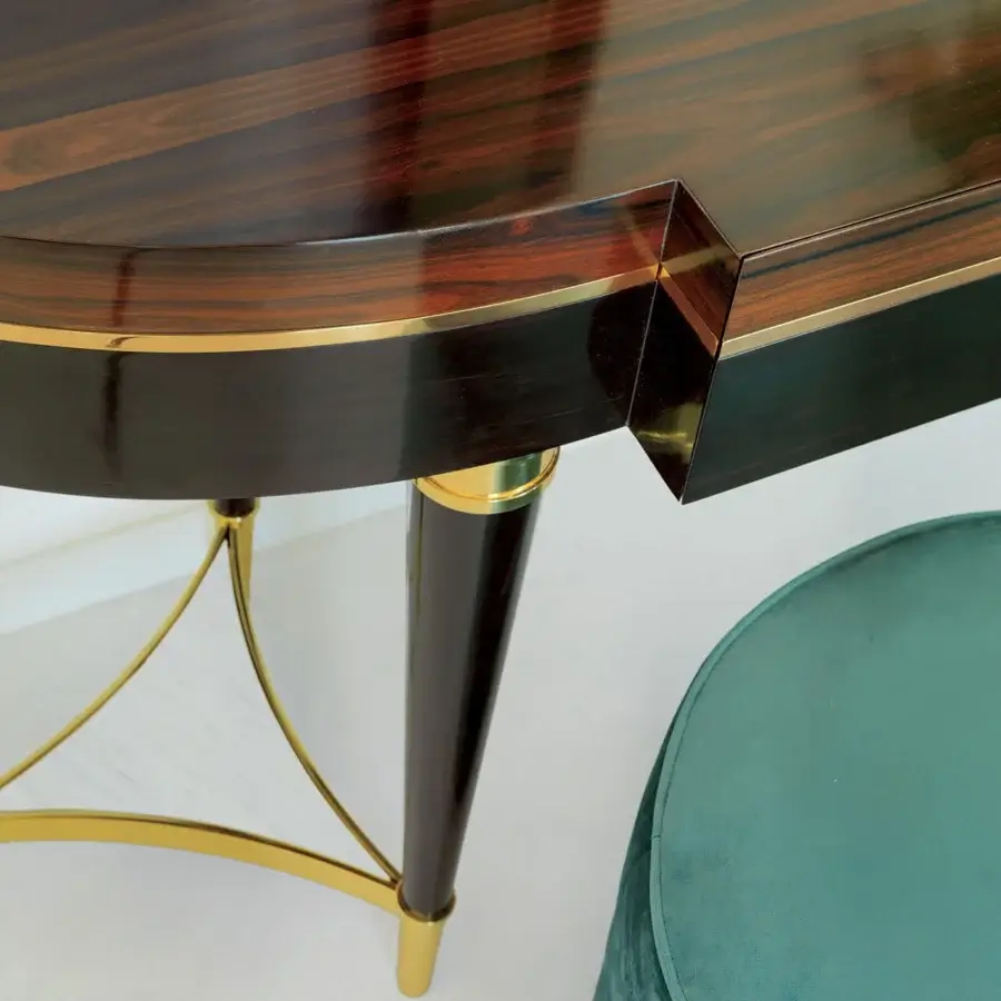 Exceptional Zanaboni A/300-DR vanity crafted in ebony, ziricote, brass and marble with a glossy finish