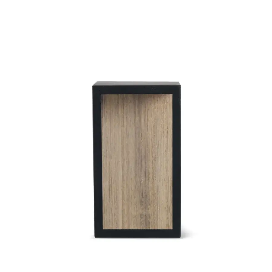Distinguished Ethimo Carrè wall lamp crafted in light beige wood and dark gray matte metal with 2700K LED illumination