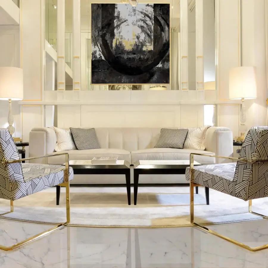 Distinguished Zanaboni Magritte sofa with enveloping silhouette, light neutral beige velvet upholstery and gold-finish metal feet
