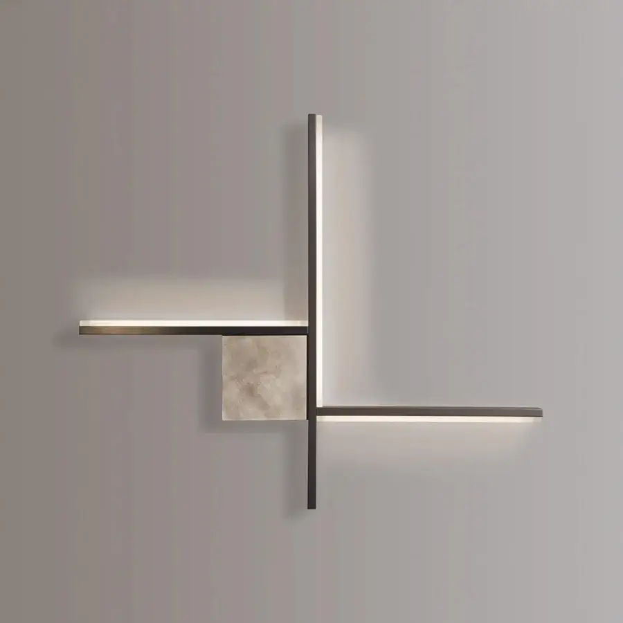 Exceptional VENICEM Essence wall lamp crafted in noble pewter with a dark matte finish and textured earthy material