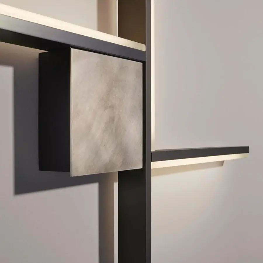 Sophisticated VENICEM Essence wall lamp in pewter with textured matte finish and integrated STRIP LED lighting