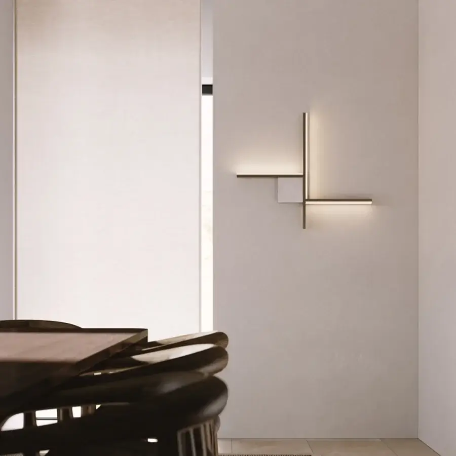 Elegant VENICEM Essence wall lamp with a symmetrical cruciform design in noble pewter and satin finish