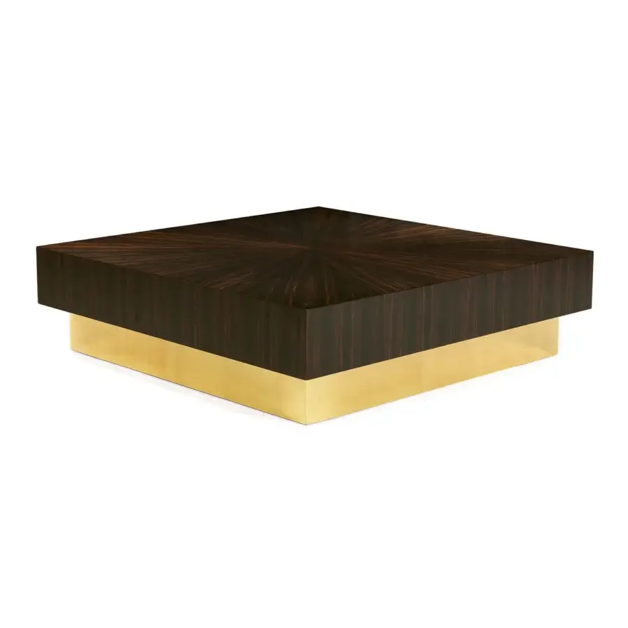 Elegant Zanaboni T160 coffee table with glossy ebony tabletop and polished brass base crafted in Italy