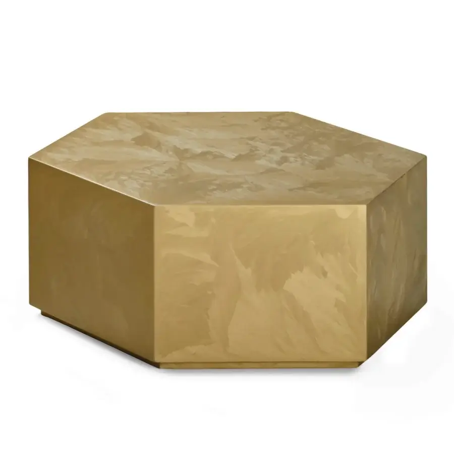 Exceptional Zanaboni T222 side table handcrafted in Italy with hexagonal form and radiant gold lacquer