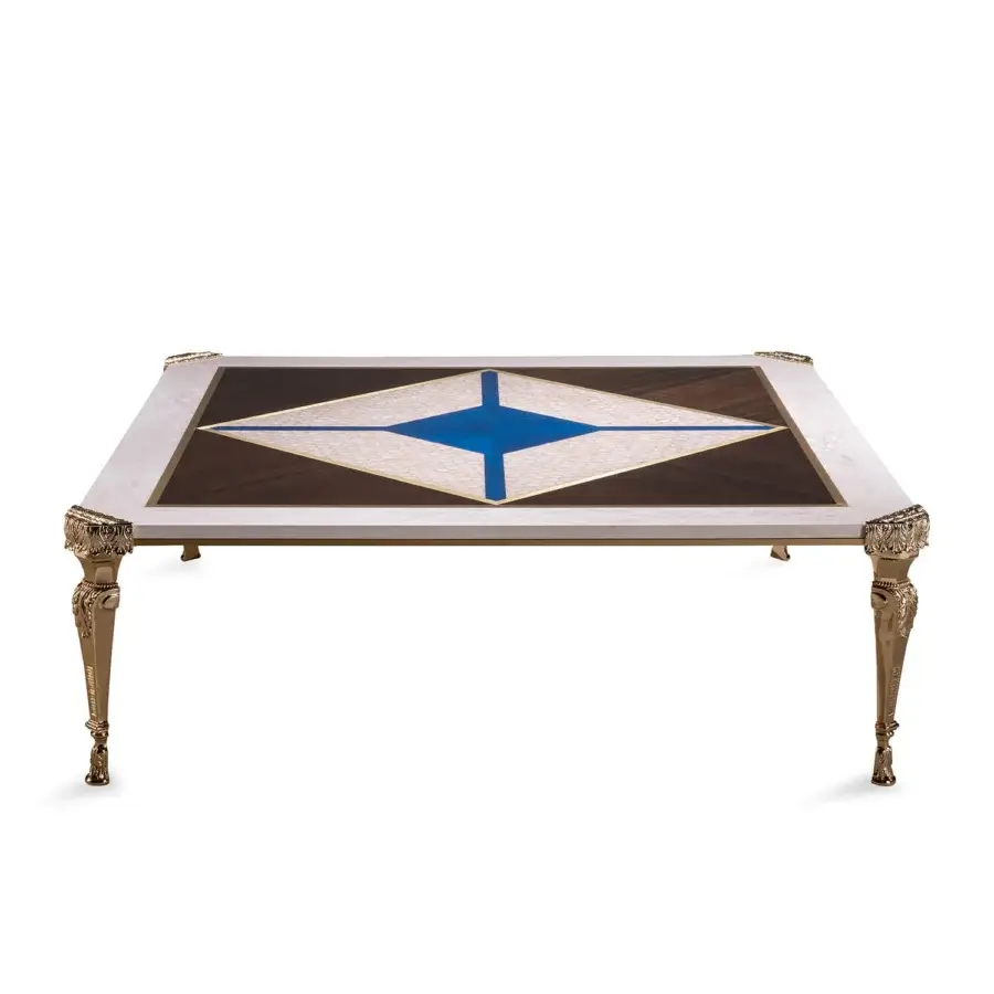 Superior Zanaboni T198/C coffee table crafted with mother-of-pearl top and brass frame in golden tones