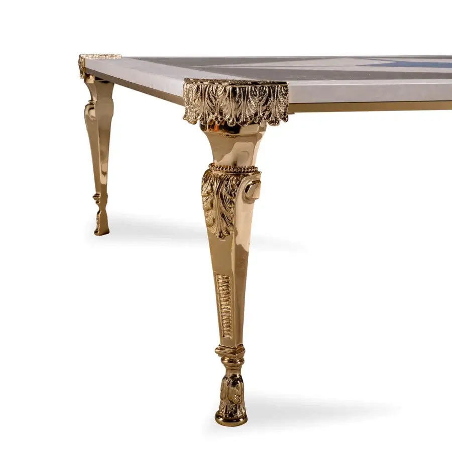 Exquisite Zanaboni T198/C coffee table crafted with brass and mother-of-pearl, exhibiting a glossy, golden finish