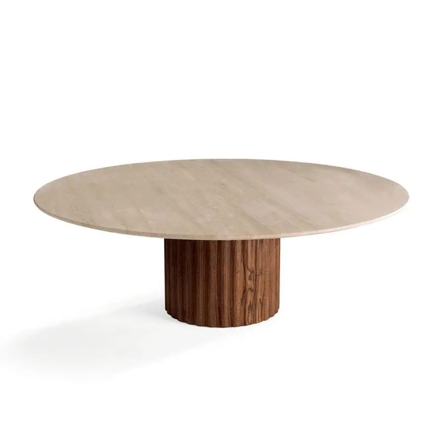 Exceptional Zanaboni Babylon coffee table with a marble top and base crafted in solid ash wood with bronzed metal