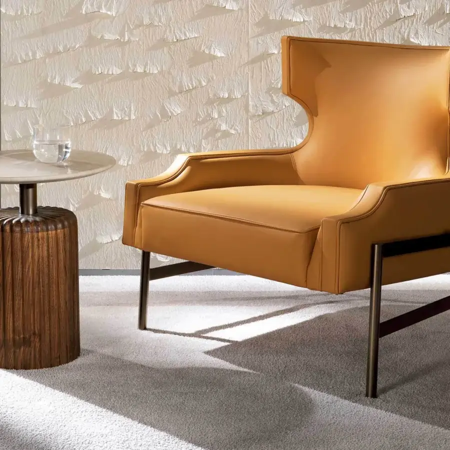 Elegant Zanaboni Babylon side table with clear glass top and satin finished solid ash wood base