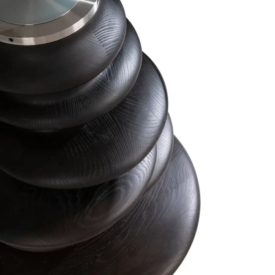 Exceptional Zanaboni Ometto table crafted with a clear glass top and dark brown wood exhibiting matte and satin finish