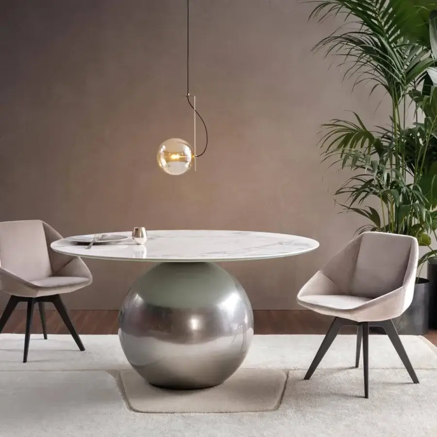 Elegant Bonaldo Bon Ton suspension lamp with amber glass lampshade and brushed nickel metal frame
