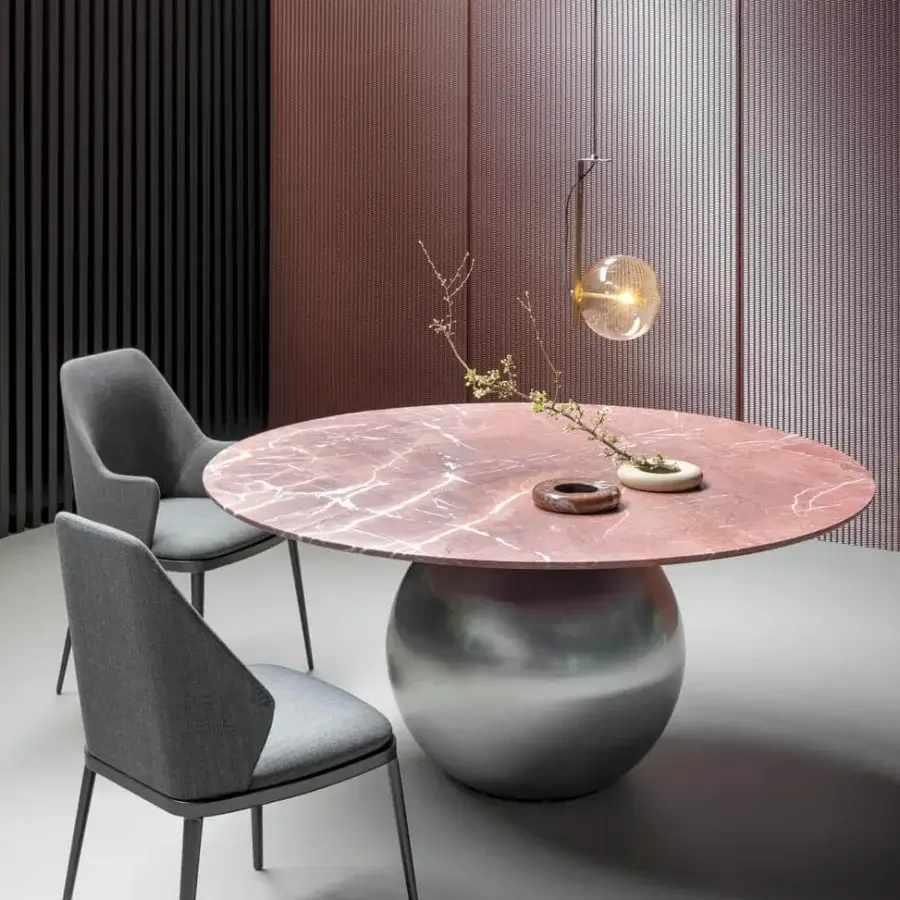 Superior Bonaldo Bon Ton suspension lamp in warm amber glass with a brushed nickel metal structure