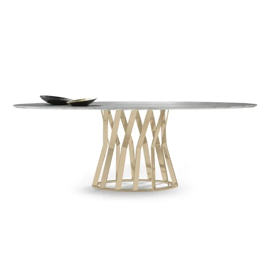 Superior Zanaboni Ray table with bronzed metal base and luxurious marble top embodies contemporary elegance