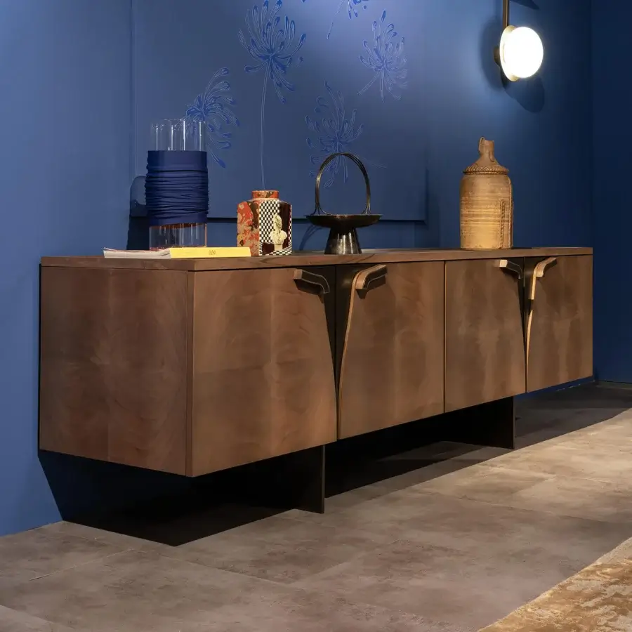 Luxury Zanaboni Romance sideboard crafted from wood with a satin finish in a medium-dark brown hue