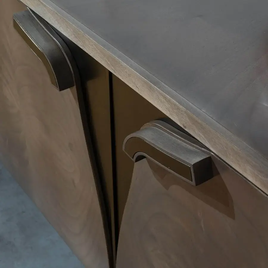 Exceptional Zanaboni Romance sideboard crafted from wood with sleek metal handles and a warm medium-brown finish
