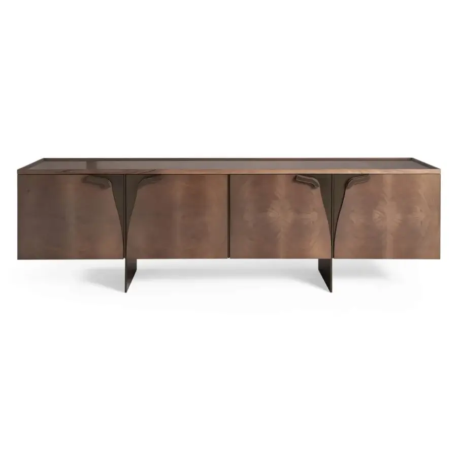 Elegant Zanaboni Romance sideboard crafted from wood with a satin finish and angular metal handles