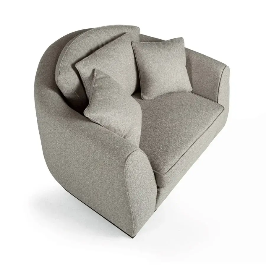 Superior Zanaboni Santiago lounge chair built in neutral gray textile with mocha-stained wooden base