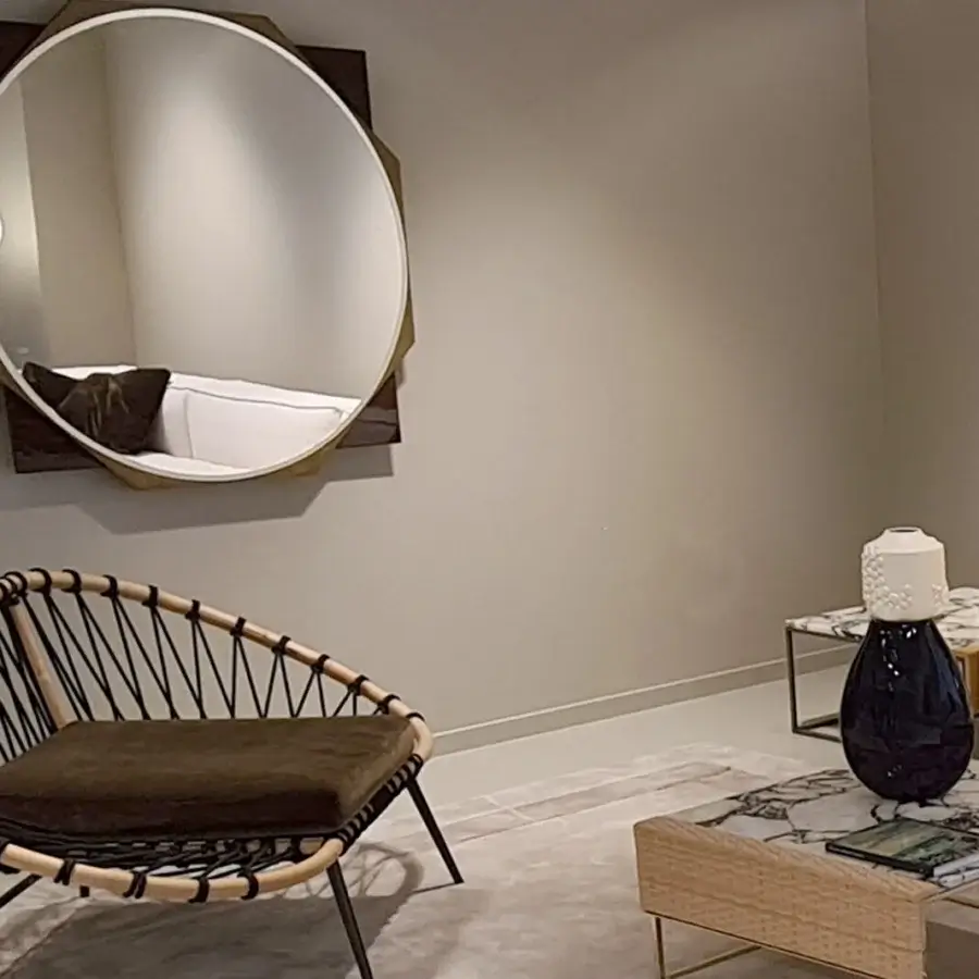 Superior Zanaboni Parade mirror handcrafted in Italy with glossy eucalyptus wood and muted bronze textured frame
