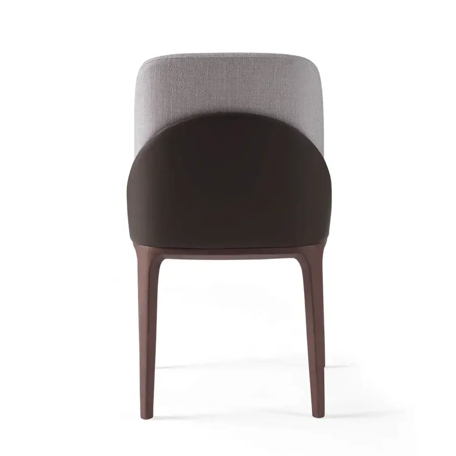 Superior Zanaboni Tweet chair with inviting gray textile and dark brown seat in smoke-stained ash wood with satin finish