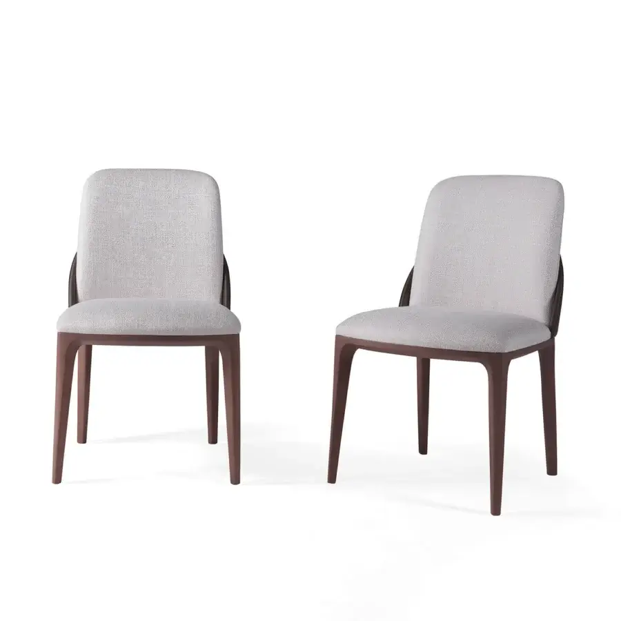 Distinctive Zanaboni Tweet chair with light gray textile upholstery and smoke-stained ash wood legs crafted in Italy