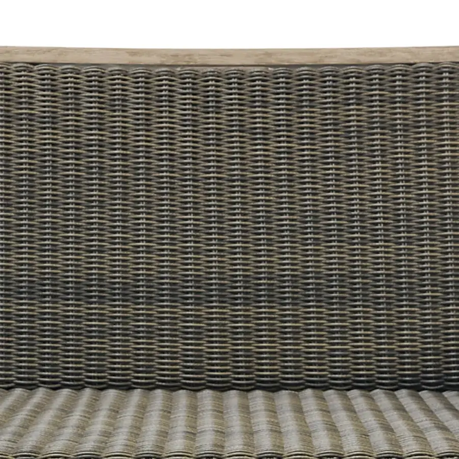 Exceptional Ethimo Allaperto lounge chair with light-toned wood and textured muted gray woven seat and backrest crafted in Italy