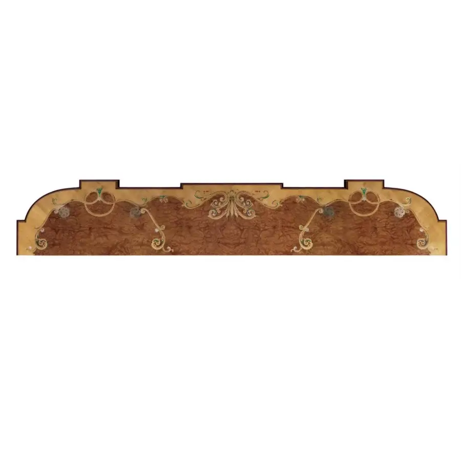 Distinguished Armando Rho A1357 sideboard crafted in walnut Persian burl, cherry wood and amaranth with gold accents and satin finish