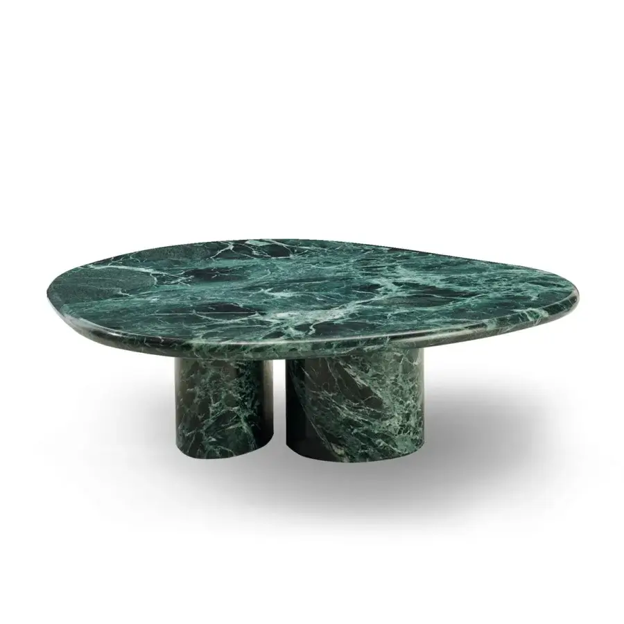 Elegant Zanaboni Cloud coffee table crafted in Verde Alpi marble with polished stone and cylindrical legs