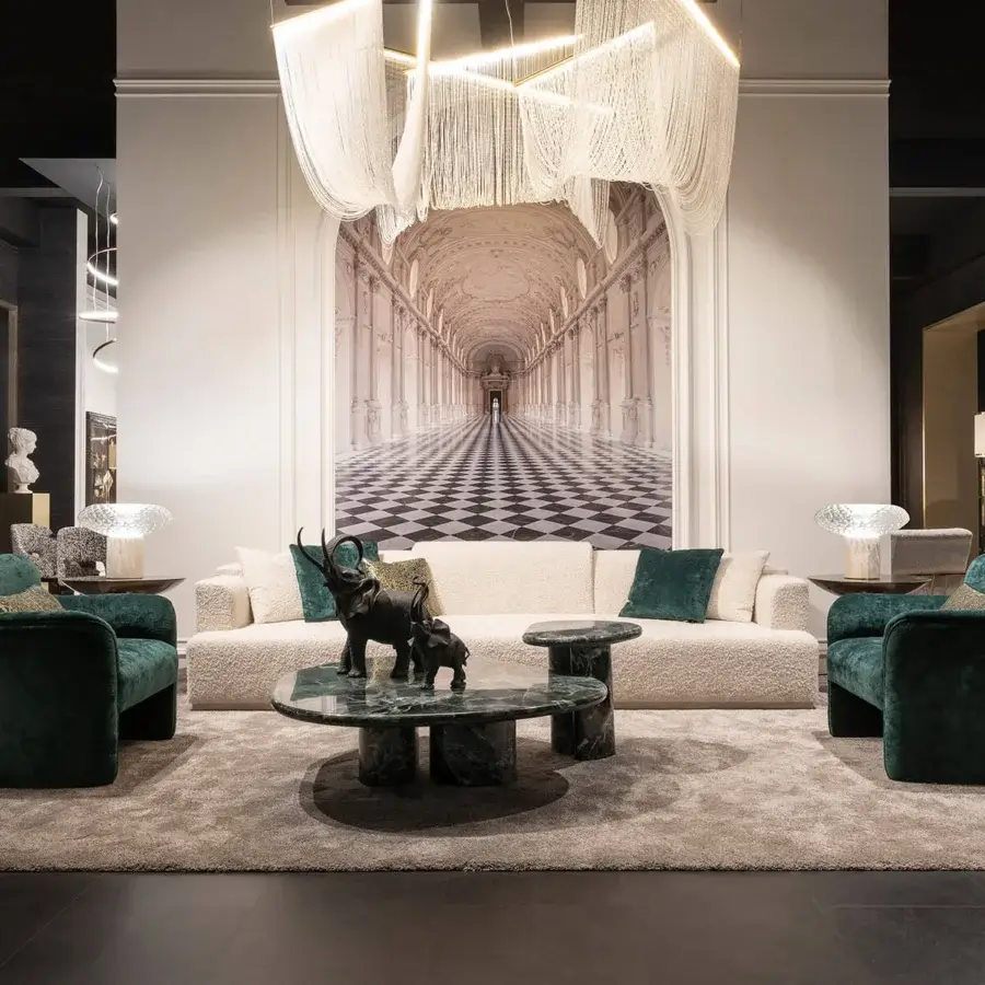 Innovative Zanaboni Cloud side table in deep green Verde Alpi marble with a polished glossy surface and matte supports