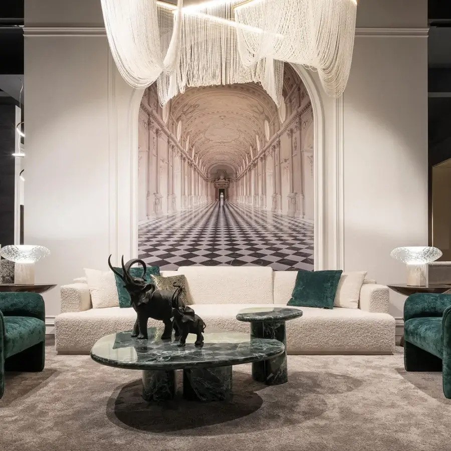 Distinguished Zanaboni Cloud side table crafted in glossy Verde Alpi marble with a fluid tabletop and widening base