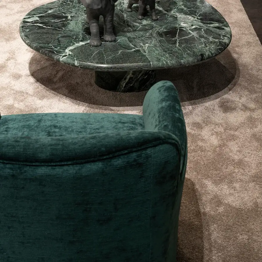 Superior Zanaboni Cloud side table sculpted from polished Verde Alpi marble with captivating dark green and white veining