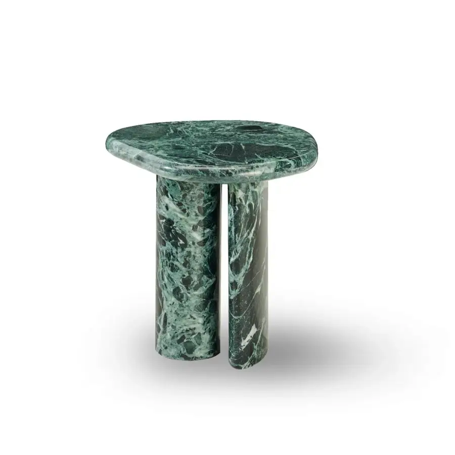 Avant-garde Zanaboni Cloud side table crafted in Verde Alpi marble with softly rounded edges and polished finish