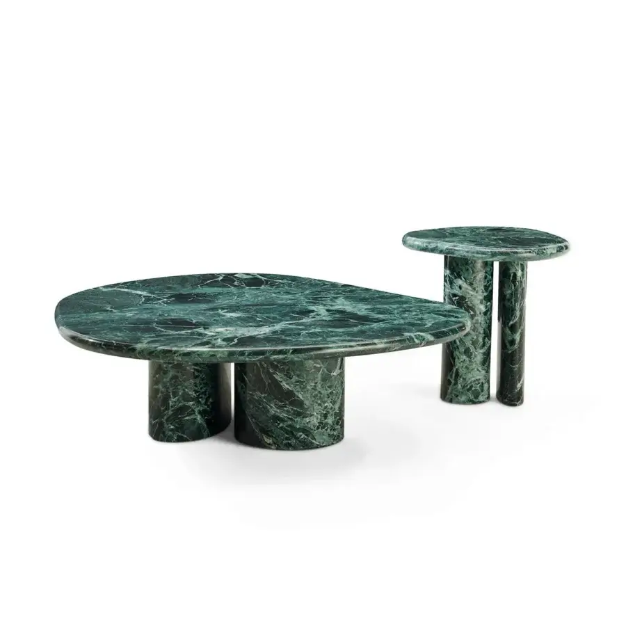 Exceptional Zanaboni Cloud side table sculpted from glossy Verde Alpi marble with flowing organic forms