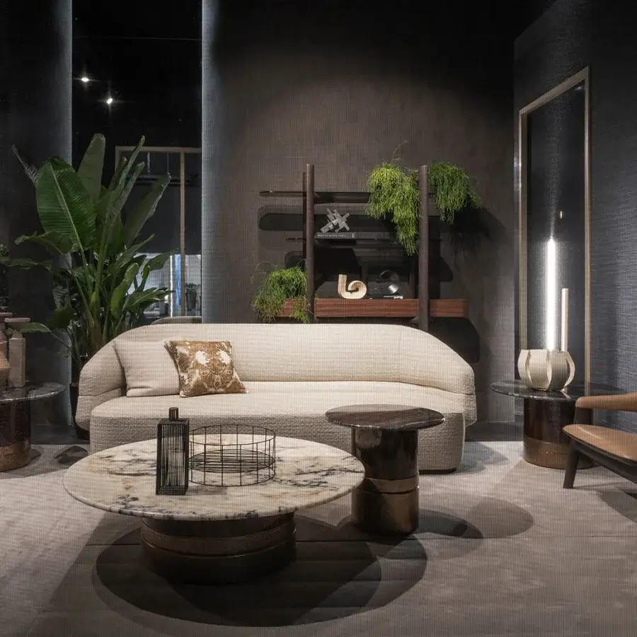 Distinguished Zanaboni Alma sofa crafted in light beige textile with a refined grey stained ash wood base