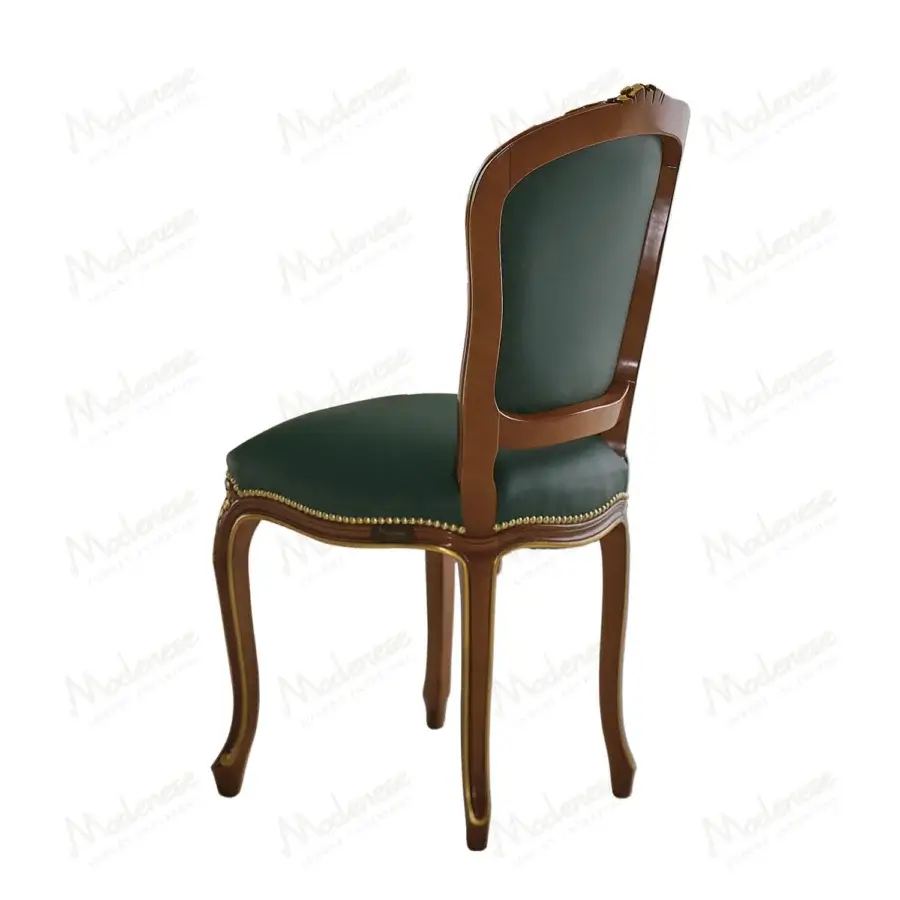 Superior Modenese Royal Blend chair with sumptuous teal leather upholstery and walnut finished solid wood frame