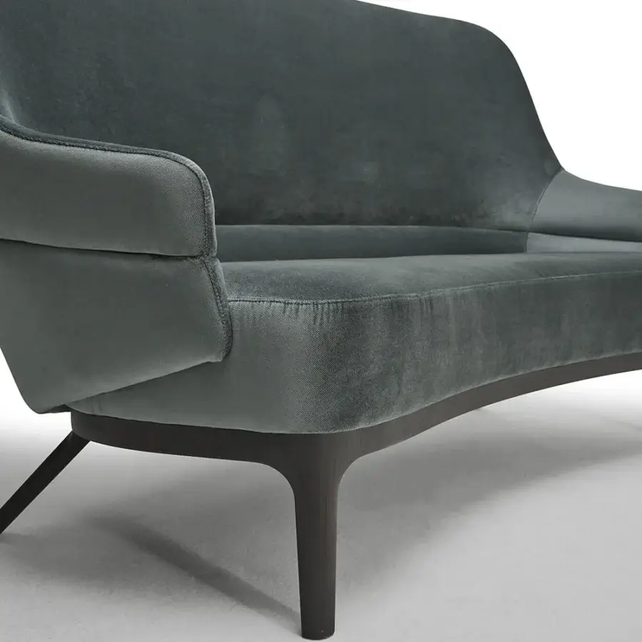Exceptional Zanaboni Kore sofa handcrafted in Italy with curved form and luxurious textile upholstery