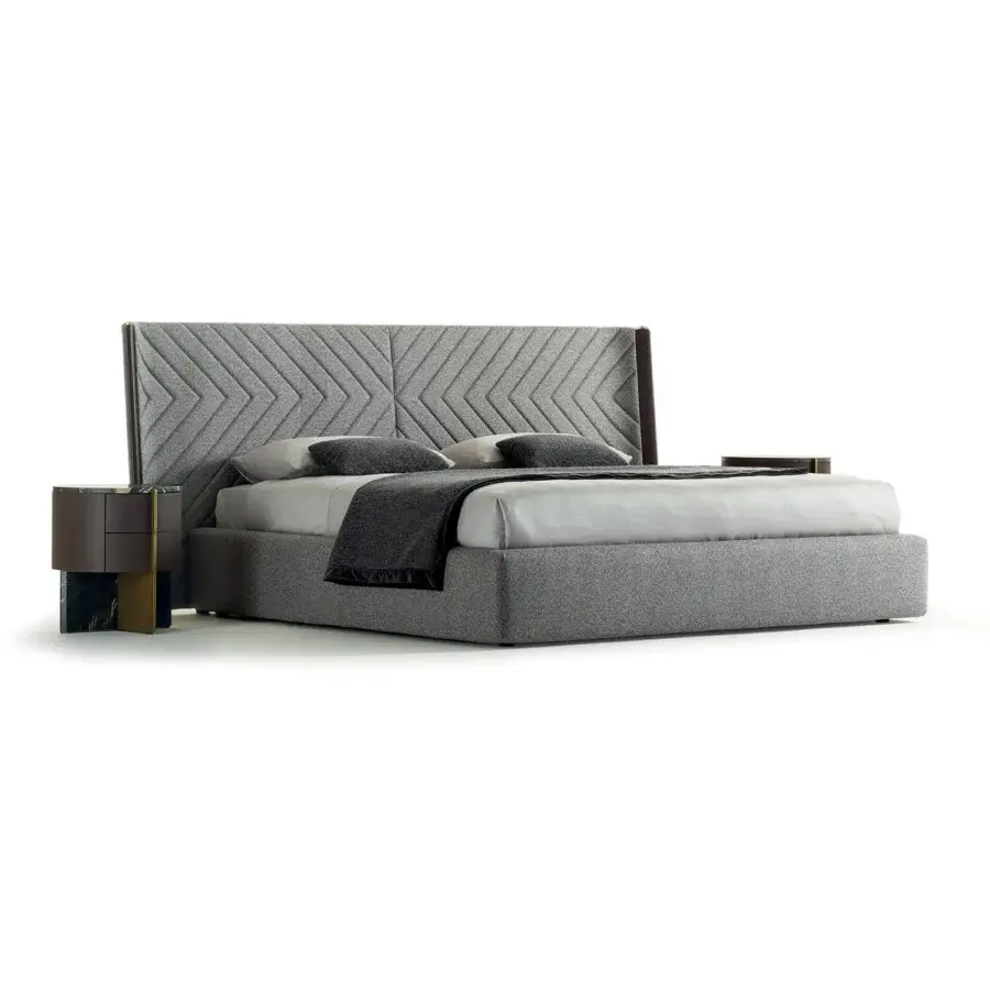 Superior Zanaboni Adam nightstand crafted in striped gray wood with a striking marble top and cloudy gold detailing