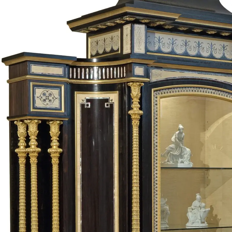 Superior Armando Rho A1322 cabinet crafted in ebony and maple wood with mother-of-pearl inlays and gilded accents