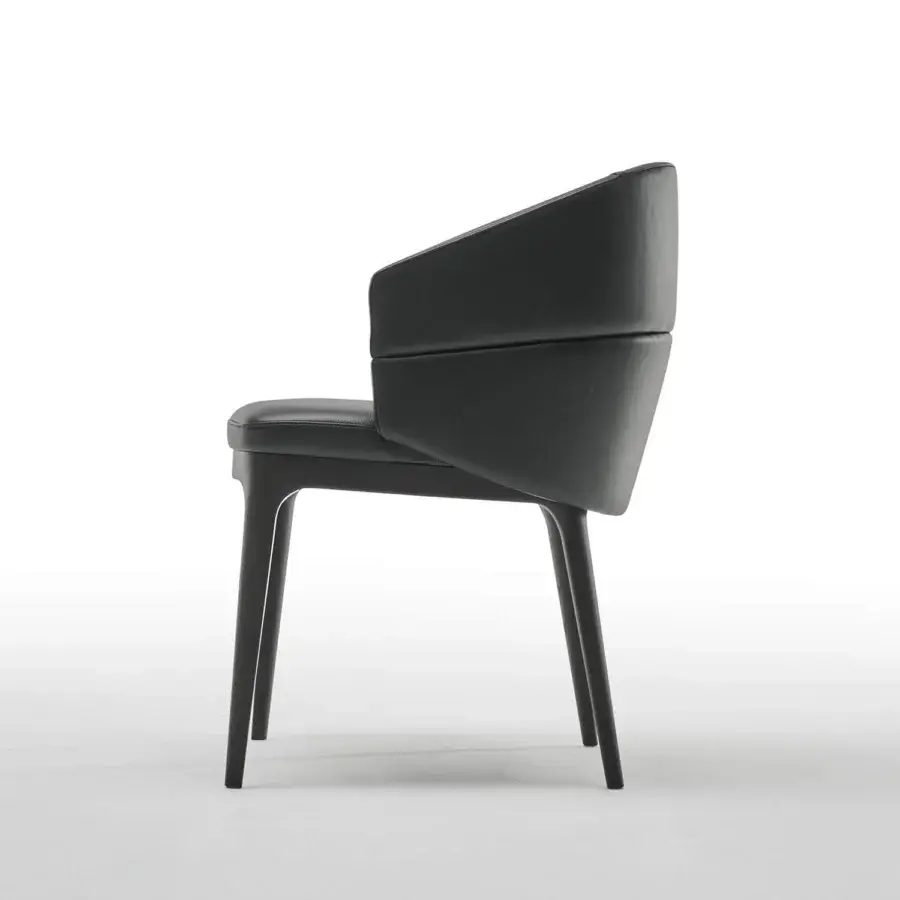 Distinguished Zanaboni Alma armchair crafted in charcoal gray with smooth matte texture and elegant ash wood base