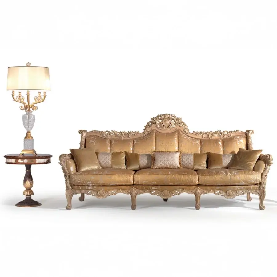Exquisite Armando Rho A1366 side table crafted in cherry wood and walnut Persian burl with mother of pearl inlays and satin brass accents with a glossy golden-brown finish
