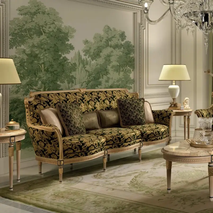 Exquisite Armando Rho A1423 side table crafted in Italy with green onyx and antique walnut finish featuring decappè effect