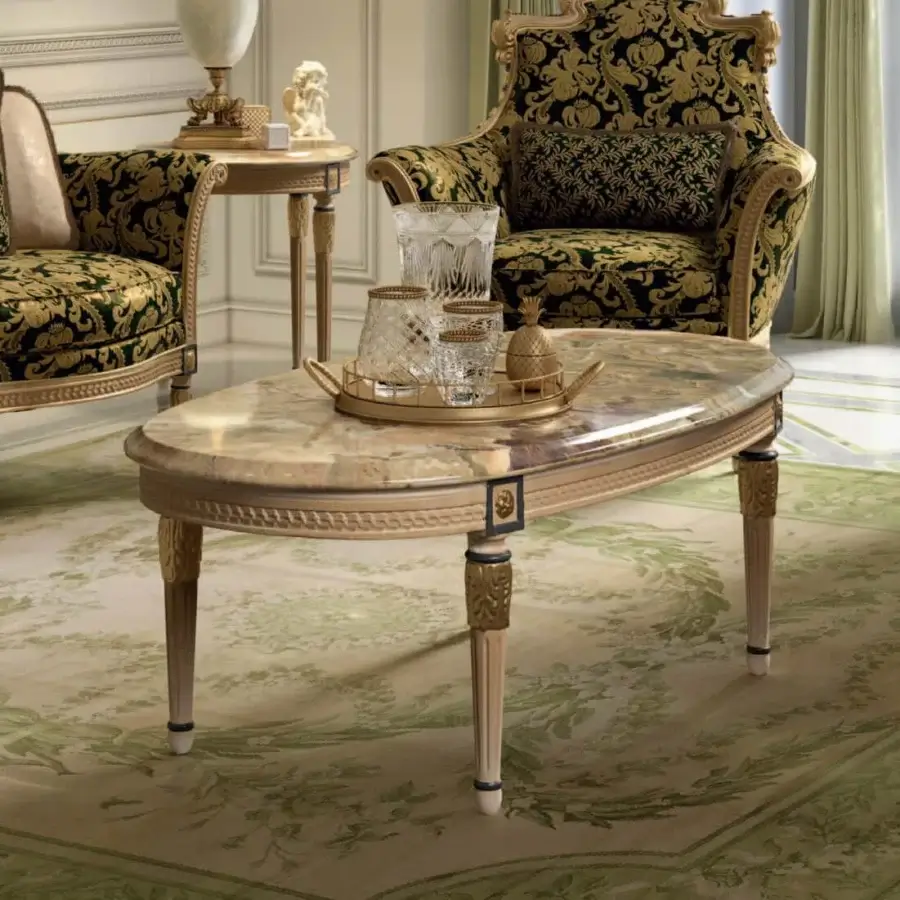 Distinguished Armando Rho A1422 coffee table crafted in Italy with antique walnut wood and striking green onyx top