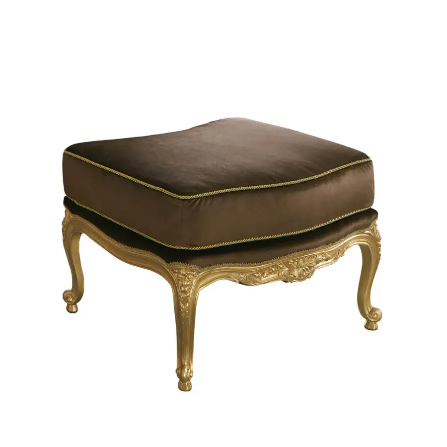 Exquisite Modenese Royal Blend lounge chair with deep brown velvet upholstery and hand-carved gold-leaf wooden frame