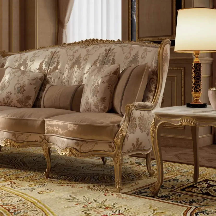 Exquisite Armando Rho A1411 side table crafted in natural oak with gold leaf accents and a marble tabletop