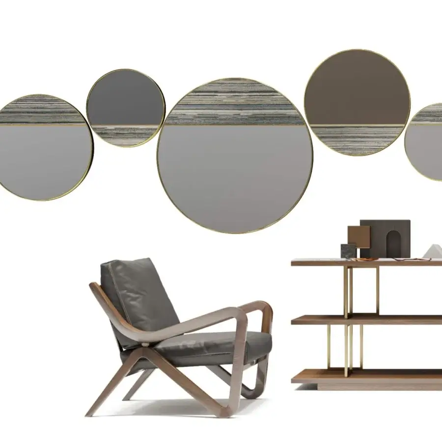 Distinguished Borzalino Taylor armchair with dark gray textile upholstery and lacquered oak hand-carved wood frame