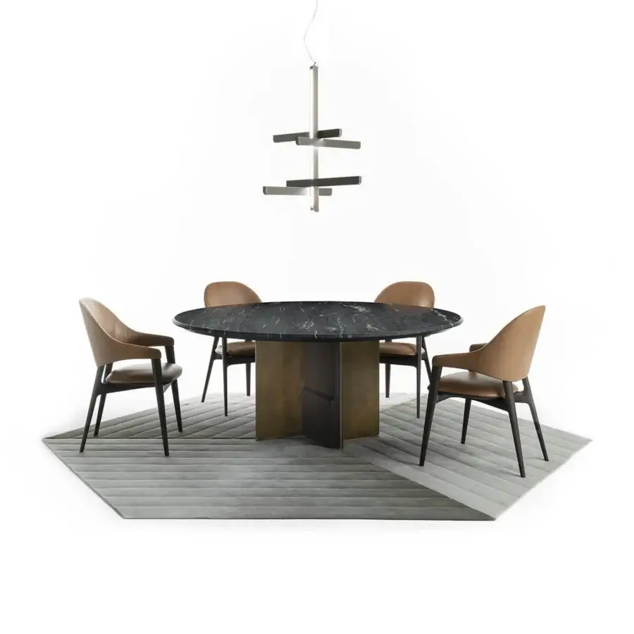 Distinguished Zanaboni Egle armchair crafted with sculptural solid wood and sumptuous medium-toned brown leather with satin finish