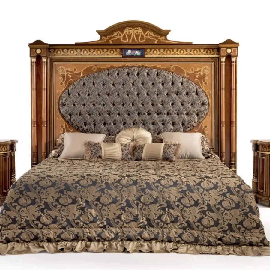 Superior Armando Rho A1418 nightstand built in walnut Persian burl, cherry wood and amaranth with glossy finish