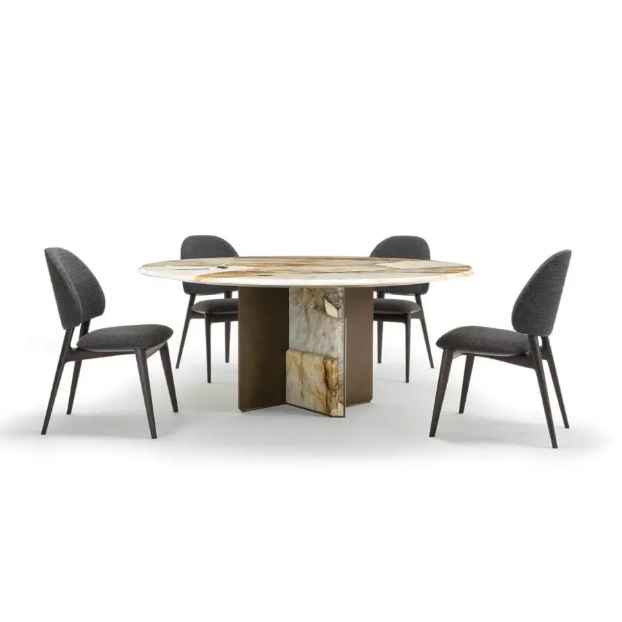 Elegant Zanaboni Egle chair built with sculpted solid wood and expertly crafted dark gray leather upholstery