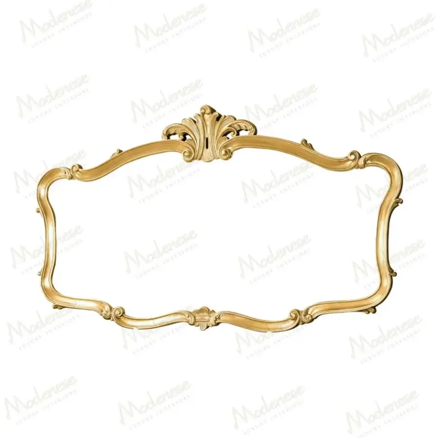 Lavish Modenese Royal Blend wall mirror crafted in wood with floral and foliate motifs and glossy golden finish