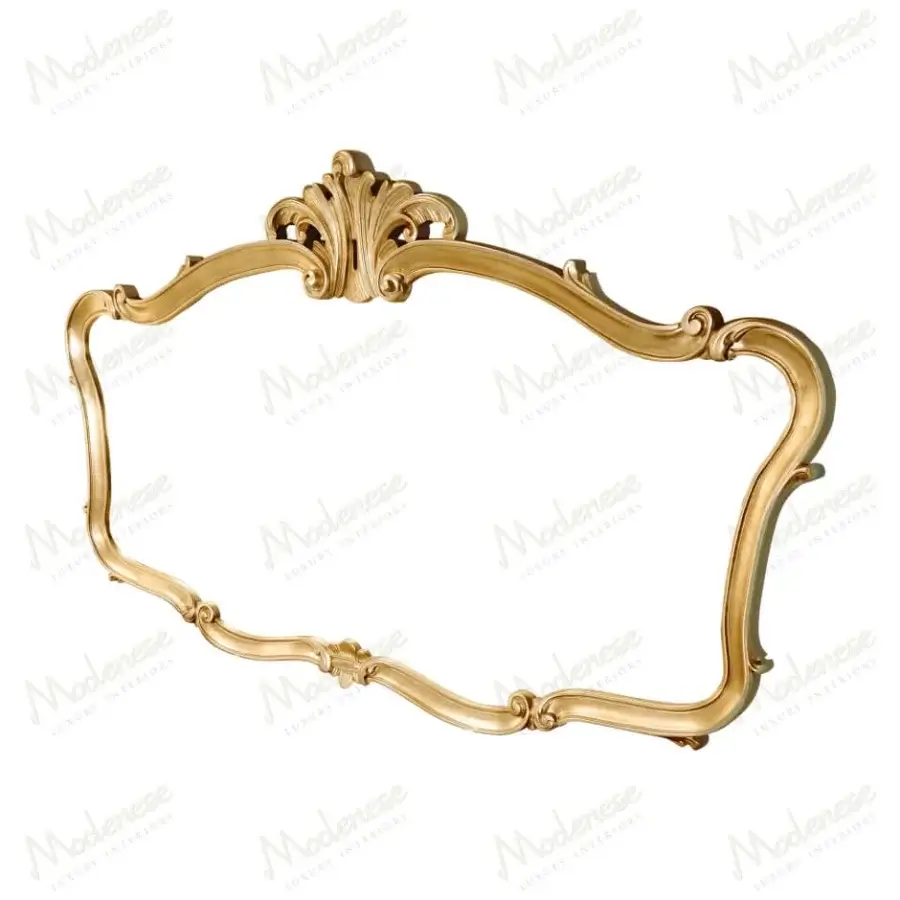 Exceptional Modenese Royal Blend wall mirror crafted in Italy with ornate golden finish evoking classic aesthetics