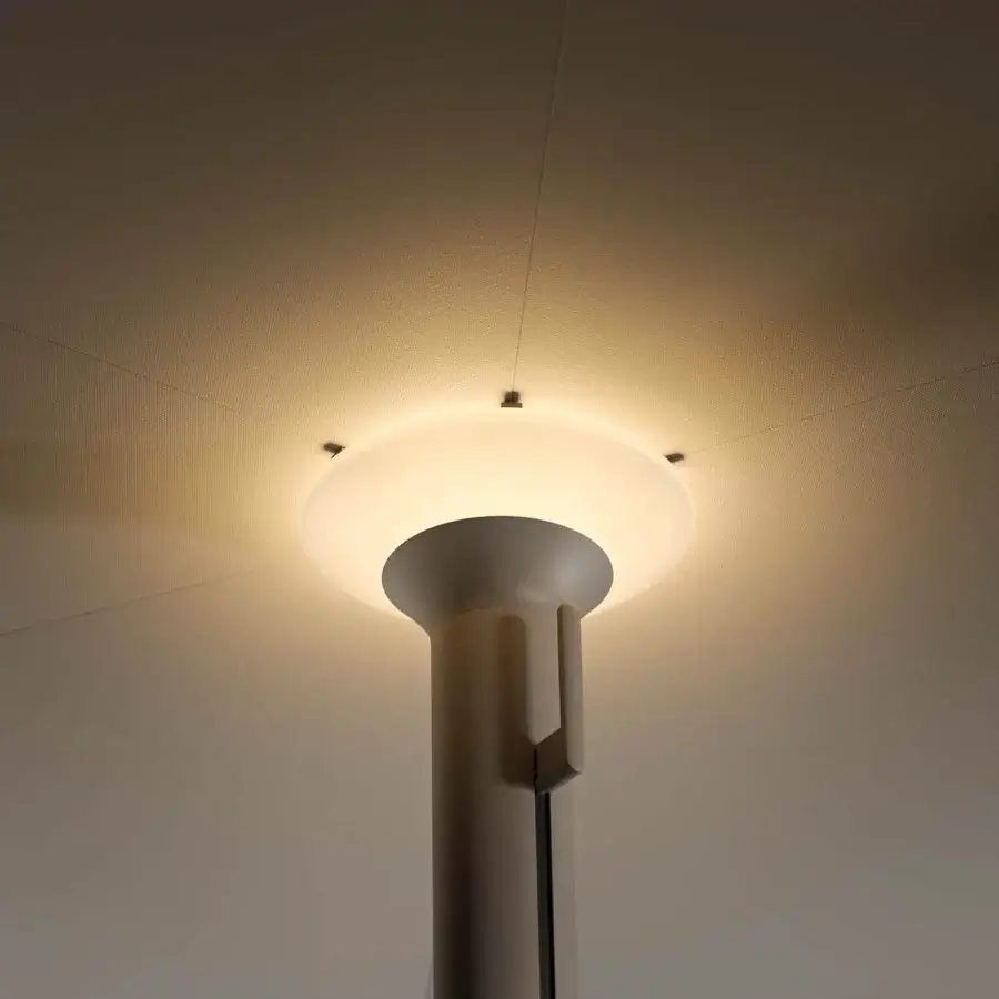 Exclusive Royal Botania Anamon sunshade crafted in off-white molded synthetic material with warm white lighting and matte finish