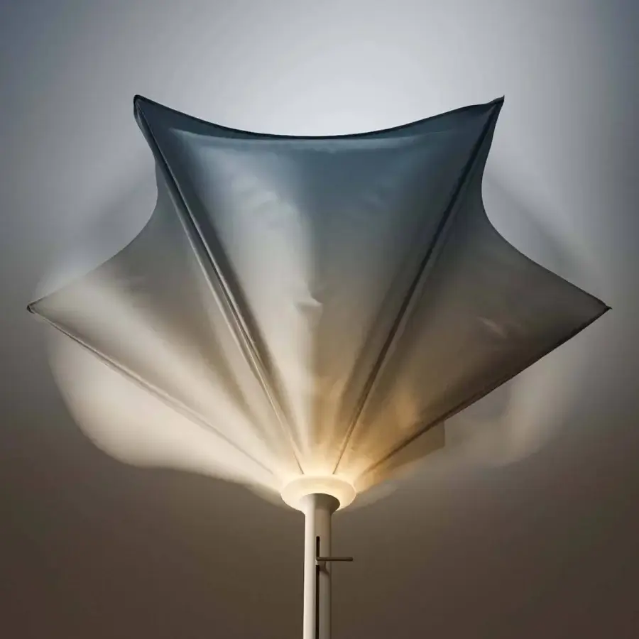 Captivating Royal Botania Anamon sunshade crafted with muted gray textile and satin-finish metal support offering integrated warm white lighting